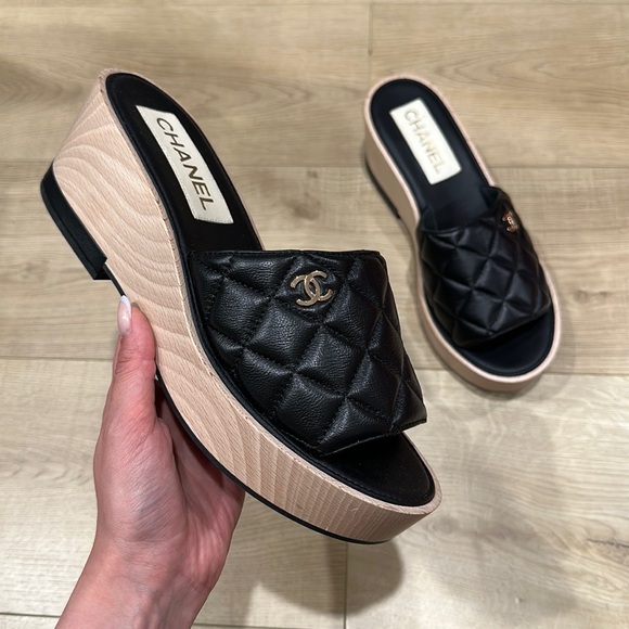 CHANEL Shoes - Chanel wooden platform sandals! Size 41, new!